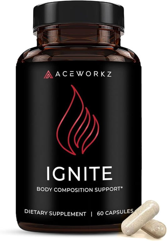 ACEWORKZ Ignite - Metabolism, Cravings, Weight Management Support for Men & Women - Nootropic Brain Supplement for Focus & Energy - BioPerine® for Max Absorption (60 Capsules)