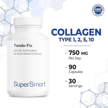 Supersmart - Tendo-Fix 750 mg Per Day - Increases Joint Mobility with Collagen | Non-GMO & Gluten Free - 90 Vegetarian Capsules