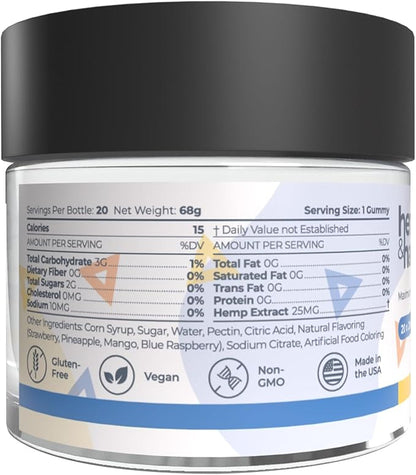 Hemp Gummies 500mg - Max Strength for Adults - Chill, Inflammation, Natural Pain, Restful Sleep (25mg Gummy) - by Hemp and Hand