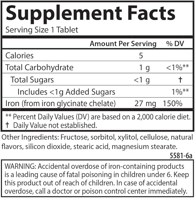 Carlson - Chewable Iron, 27 mg - Superior Absorption, Blood Health, Energy Production & Optimal Wellness, Grape, 60 tablets