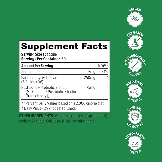 Probulin Total Care Saccharomyces Boulardii Pre + Pro + Postbiotic, 60 Vegan Capsules