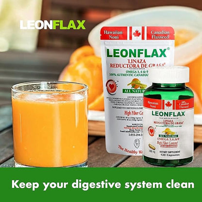Leonflax, 100% Authentic Canadian Flax Seed, All-natural, High Fiber Content, Dietary Supplement to Improve your Digestive Health, 18 Oz, Bag