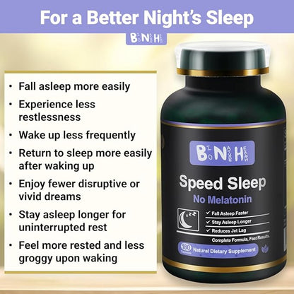 Speed Sleep- Natural Supplements for Sleep, Melatonin Free, Gluten Free, All-Natural Ingredients, 180 Capsules, Non-Habit Forming, Relaxing