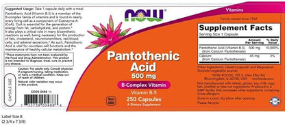 Now Foods Pantothenic Acid 500mg 250 caps (Pack of 3)