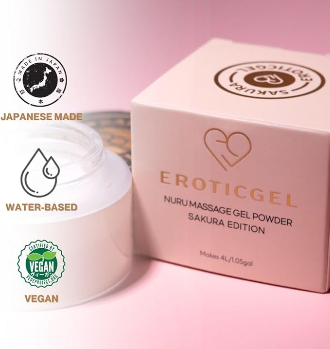 Sakura Edition Nuru Massage Gel Powder 40g | Aloe Vera, Seaweed, Liquorice, & Green Tea | Made in Japan | Paraben & Glycerine Free | Makes 1.05 gal | Unscented, Colorless and Tasteless