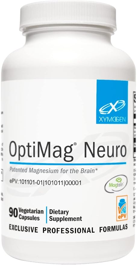 XYMOGEN OptiMag Neuro - Magnesium L Threonate Supplement with Chelated Magnesium Lysinate Glycinate - Support Brain Health & Relaxation (90 Capsules)