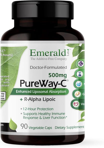 EMERALD LABS Bundle with Elderberry Plus (60 Veg Caps) & PureWay-C (90 Veg Caps) - Digestive & Immune Support with European Elderberry Extract, Vitamin C, Albion Chelated Zinc & R-Alpha Lipoic Acid*