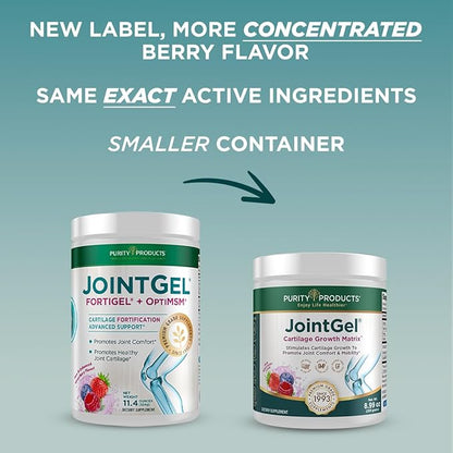 Purity Products JointGel Formula Collagen Peptides + MSM - Supports Joint Flexibility + Fortify Joint Cartilage - Berry Powder - 30 Day Supply
