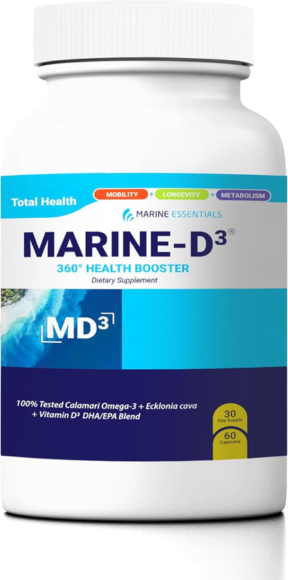 Marine D3 Omega 3 Calamari Ecklonia Cava DHA (4 Bottles - 240 Capsules)