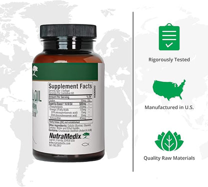 NutraMedix Antarctic Krill Oil 500mg - Fish Oil Supplement - Omega-3s (EPA & DHA) + Astaxanthin - Red Krill Oil Supplement for Joint, Immune, Heart, Liver & Brain Health Support (60 Softgels)