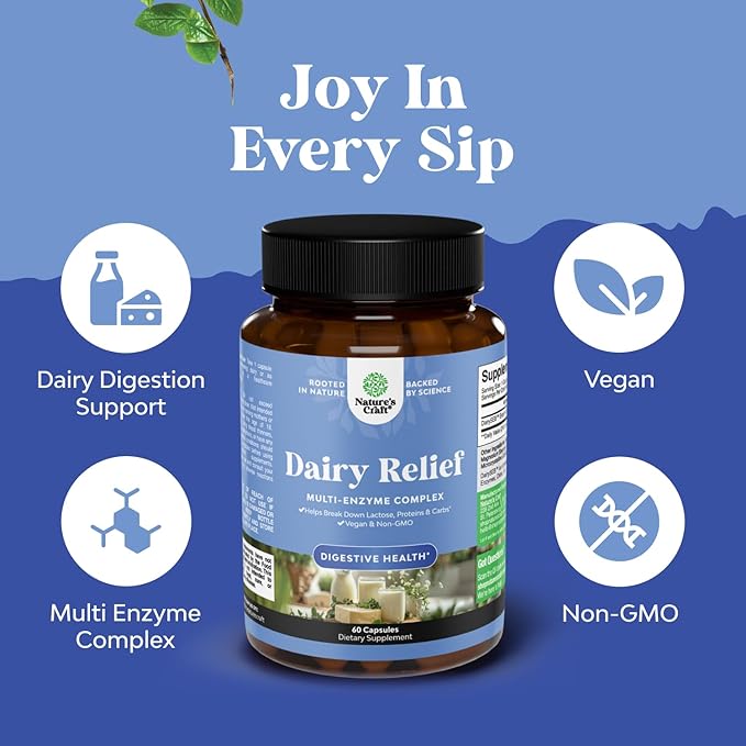 Lactose Intolerance Pills 60 Days Supply - Fast Acting Dairy Digestive Enzymes - Dairy Relief Pills for Digestion, Bloating, Gas and Carb Protein - Digestion Supplement for Lactose Intolerance Relief