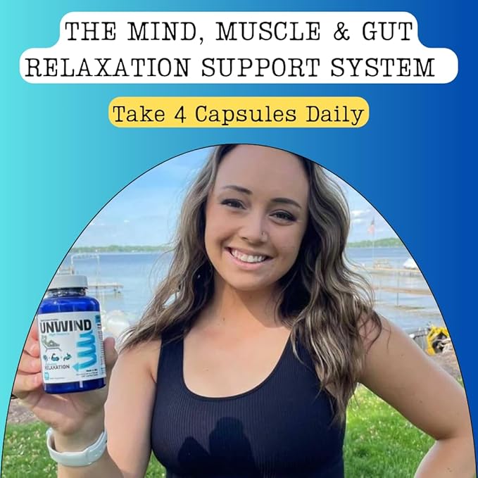 Unwind - Advanced Relaxation Supplement, Max Strength Elemental Magnesium, Lemon Balm, Primavie Shilajit, Ginger - 120 Capsules - Made in USA