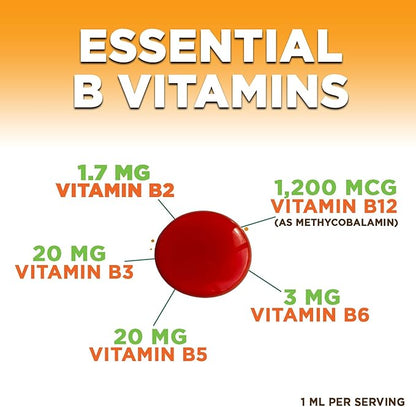 Vegan B-12 Vitamin Supplement Drops (Methylcobalamin) Extra Strength Super B Complex - Sublingual B12 Liquid for Immune Support, Heart Health & Cellular Energy Support, Raspberry Flavored - 2 Fl Oz