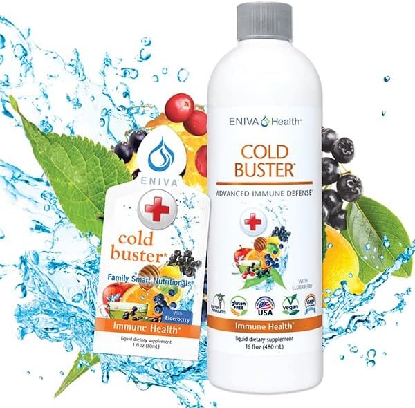 Eniva Elderberry Sambucus Immune Support Syrup, Vitamin C, Ionic ZINC, Vitamin D, Echinacea, Antioxidants & More, All-in-One Liquid, Low Carb, Low Sugar, Keto Friendly, Non-GMO & Gluten Free - 16 oz