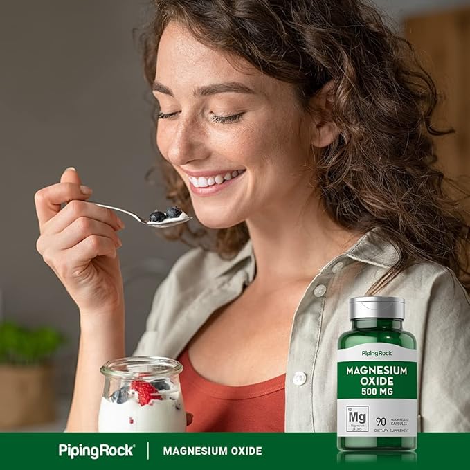 Piping Rock Magnesium Oxide 500mg Capsules | 90 Count | Non-GMO, Gluten Free Supplement