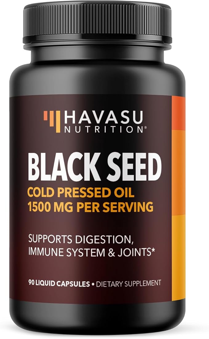 Cold Pressed Black Seed Oil Capsules - 1500mg Black Cumin Supplement for Immune Function, Digestive Support & Overall Health - Hair & Skin Superfood - Nigella Sativa - 1 Month Supply, Unflavored