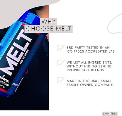 MELT - Best Thermogenic Fat Burner for Men & Women - Appetite Suppressant Pills for Fast Weight Loss - Energy Booster and Mental Focus Supplement - Diet Pills That Work - 60 caps