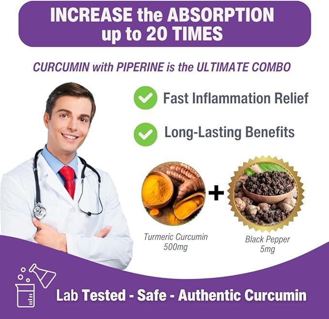New Roots | Turmeric Curcumin with Black Pepper Supplement is 20x Better Absorption | 95% Curcuminoids + 95% Piperine (90 Veg Capsules, Each 500mg)