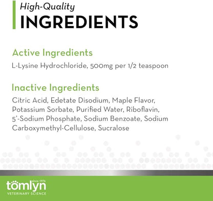 Tomlyn Immune Support Daily L-Lysine Supplement: Maple-Flavored Lysine Gel for Cats and Kittens, 5oz