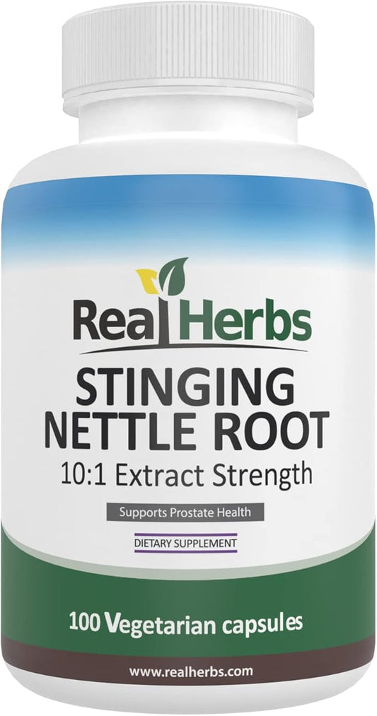 Real Herbs Stinging Nettle Root Extract 7500mg (750mg of 10:1 Extract) – Vegetarian Friendly, Non-GMO, Gluten-Free – Supports Prostate & Urinary Health – 100 Capsules