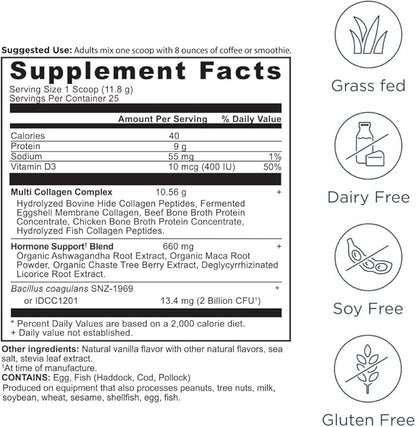 Ancient Nutrition Hormone Balance + Collagen Powder Supplement, Hydrolyzed Collagen Peptides, Key Clinically Validated Ingredient to Support Balanced Hormones and Boost Energy, Vanilla, 25 Servings