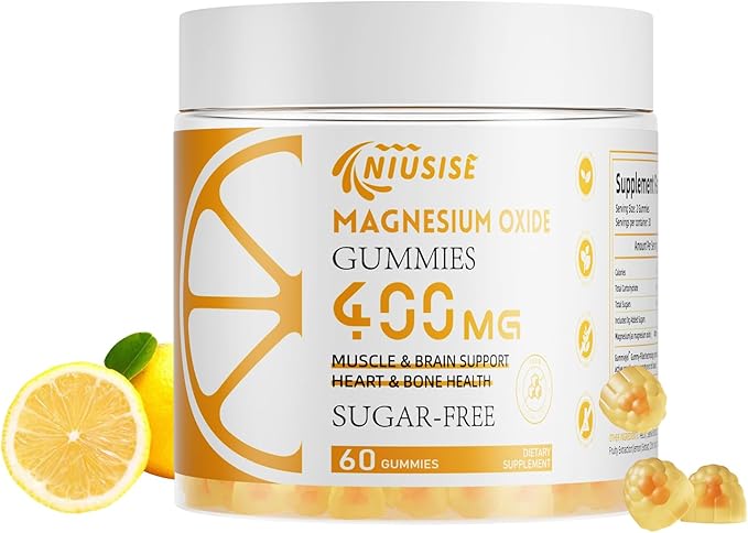 Magnesium Oxide Gummies for Men & Women, Easily Absorbed Magnesium Gummies Supplement for Muscle, Bone and Heart Support, Magnesium Complex Supplement 400mg