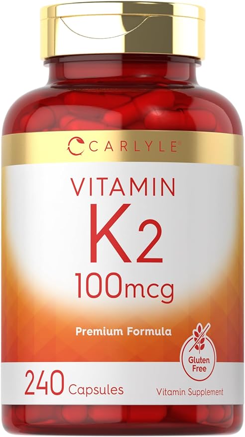 Carlyle Vitamin K2 Supplement 100 mcg | K2 MK-4 | 240 Capsules | Non-GMO & Gluten Free