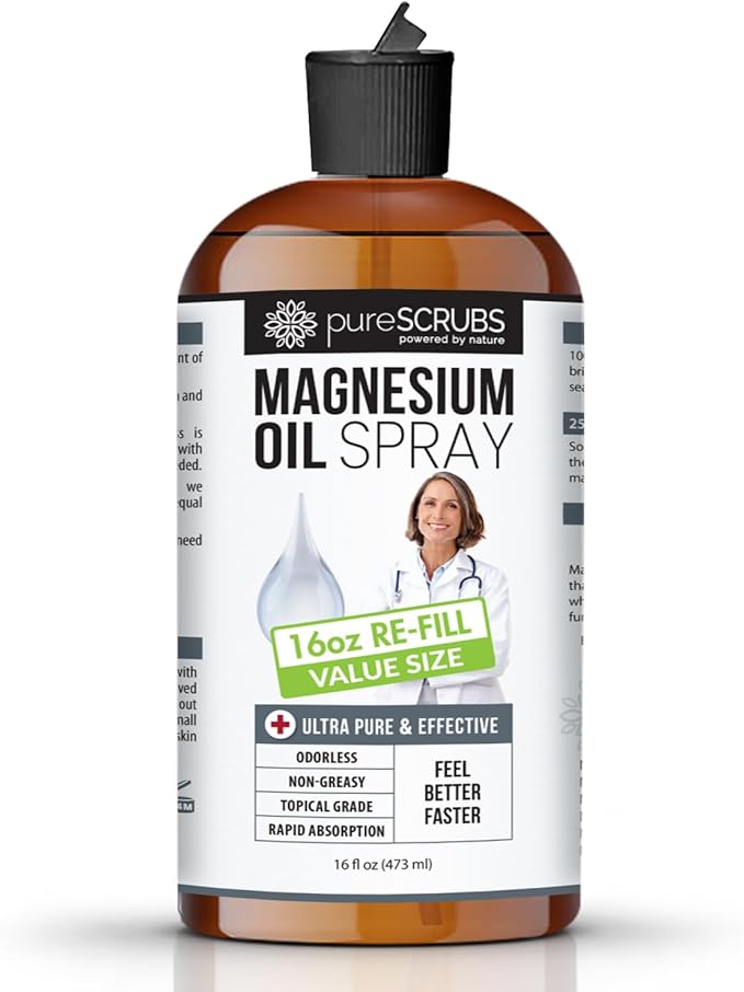 Pure Magnesium Oil, Great Value - Very Large 16oz Re-Fill Size (12 Month Supply) - Zechstein Brine
