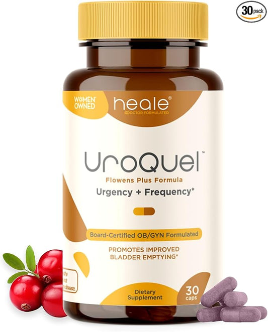 UroQuel - Natural Bladder Control Cranberry Supplement - Reduce Bathroom Urgency, Frequency, Incontinence, with Flowens - OBGYN Formulated - Cranberry Pills for Women & Men - by Heale - 30 Capsules