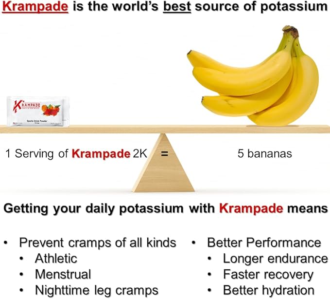 Original 2K - 2000 mg Potassium Electrolyte Powder Drink Mix | Cramp Relief - Hydration - Increased Performance | Orange - 20 Single Serving Packets