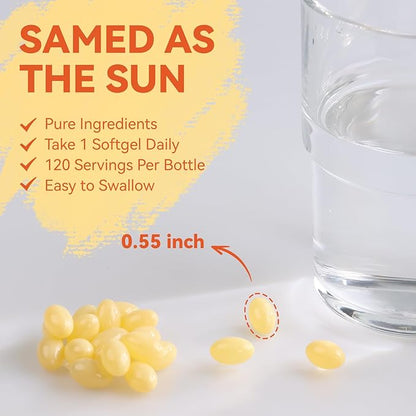 Vitamin D3 K2 Supplement Softgels, Vitamin D3 5000 IU & Vitamin K2 MK7 200 mcg, Bone & Teeth Support, Easy to Swallow - 120 Counts