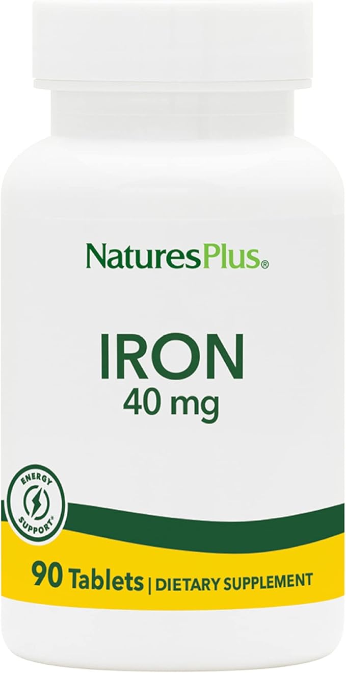 NaturesPlus Iron - 40 mg, 90 Tablets - Vegetarian, Gluten Free - 45 Servings