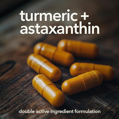 Organic Astaxanthin Plus Turmeric Supplement, Bioperine Black Pepper, Eye, Heart, Skin, Joint, Back & Knee, Vegan, Gluten-Free, Antioxidant Extreme Healthforce, Turmeric Curcumin Supplement, 30-Days