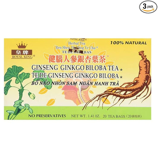 Royal King Ginseng Ginkgo Biloba Tea (20 Tea Bags) - 3 box pack