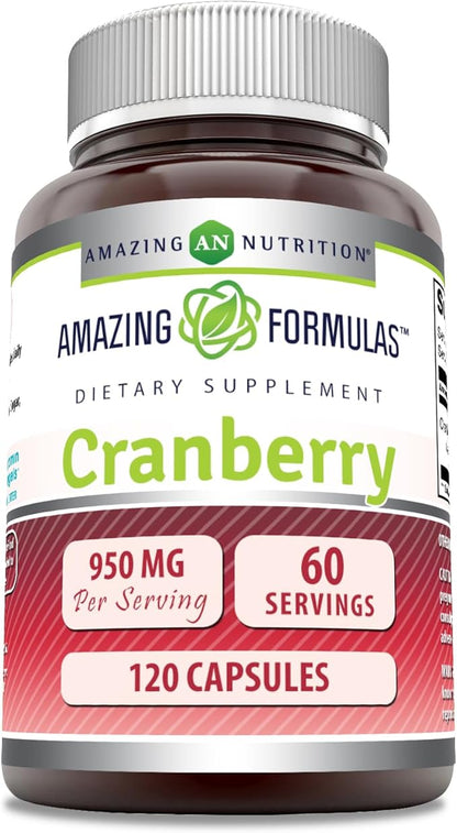 Amazing Formulas Cranberry Extract | 950 Mg Per Serving | 120 Capsules Supplement | Non-GMO, Gluten Free, Made in USA