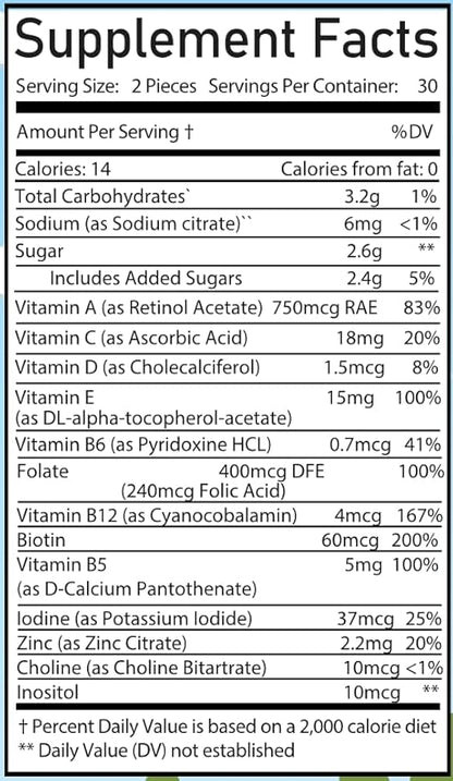 Men's Multivitamin Pectin Gummies: Empowering Your Health with 200% Biotin, Folate 100%, Vitamin A, B12, C, D, E, 100% Daily Intake (60 Count)