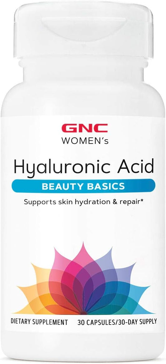 GNC Women's Hyaluronic Acid | Skin Hydrating Daily Supplement | Supports Moistureand Joint Health | 30 Capsules