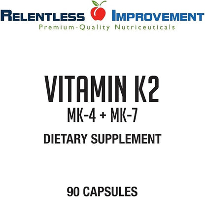 Vitamin K2 MK4 Plus MK7 Vegan Naturally-Derived Vege-Caps 90 Count