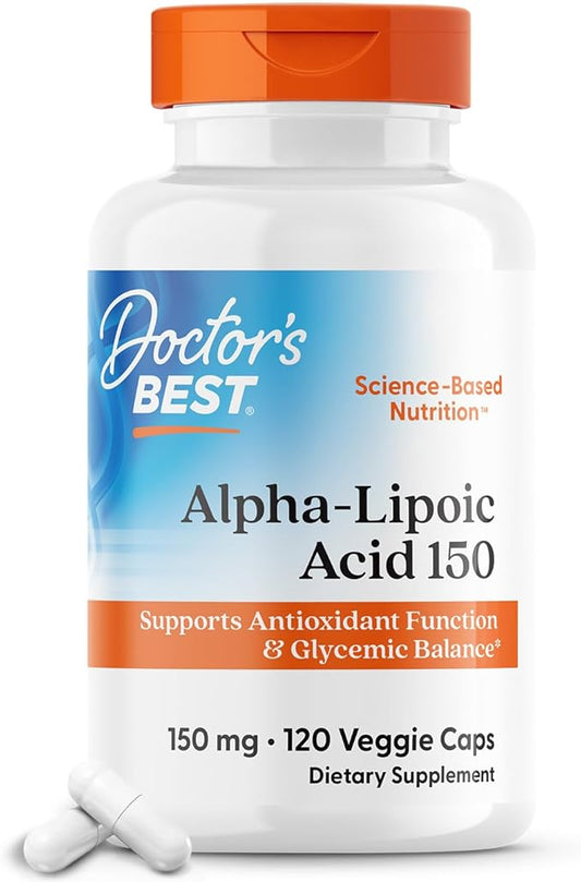 Doctor's Best Alpha-Lipoic Acid 150, Helps Support Glucose Metabolism and Regenerate Antioxidants* Non-GMO, Gluten Free, Vegan, Soy Free, 150mg, 120 Veggie Caps