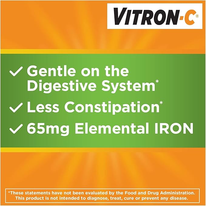 Vitron - C High Potency Iron Supplement Tablets - 60 Ta