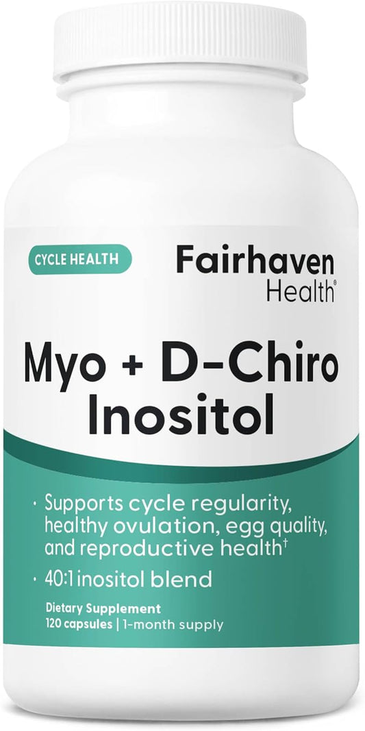 Fairhaven Health Myo-Inositol and D-Chiro Inositol Supplement for Women | 40:1 Ratio | Female Fertility Supplement for Women and Hormone Balance* | Vegan | 120 Myo & D-Chiro Inositol Capsules