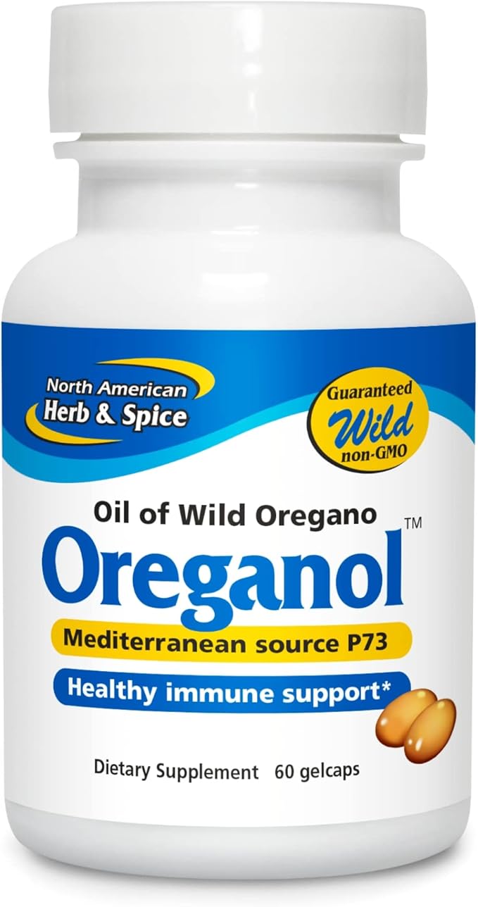 NORTH AMERICAN HERB & SPICE Oreganol P73-60 Gelcaps - Immune System Support - Unprocessed, Vegan Friendly Wild Oregano - Mediterranean Source - Non-GMO - 60 Servings