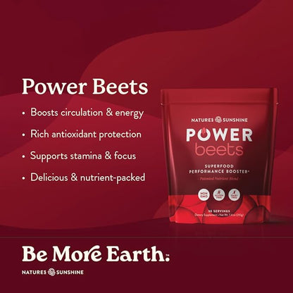Nature's Sunshine Power Beets – Patented Nutrient Blend of Beet Root Powder and Nutrients to Promote Performance, Mental Clarity, & Vitality – Non-GMO, Soy & Gluten Free – 30 Servings to-Go Packs
