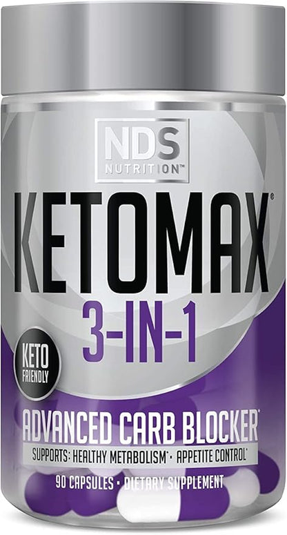 NDS Nutrition XTP Thermogenic Blue Berry Snow Cone (45 Servings) and Keto-Max Advanced 3-in-1 Pills Carb Blocker Appetite Suppressant (90 Capsules)