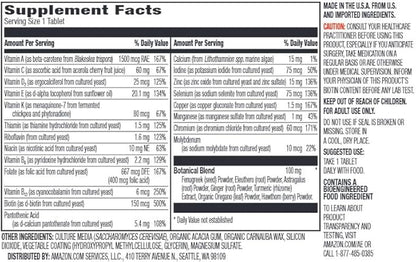 Amazon Elements Men’s One Daily Multivitamin, 62% Whole Food Cultured, Vegan, 65 Tablets, 2 Month Supply (Packaging May Vary) (Pack of 2)