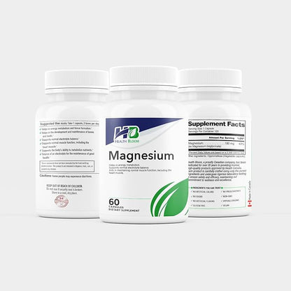 Magnesium | 60 Capsules | Health Bloom | Vitamins and Minerals Capsules