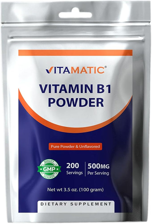 Vitamatic Vitamin B1 Pure Powder - 100 Grams (Thiamine Mononitrate)