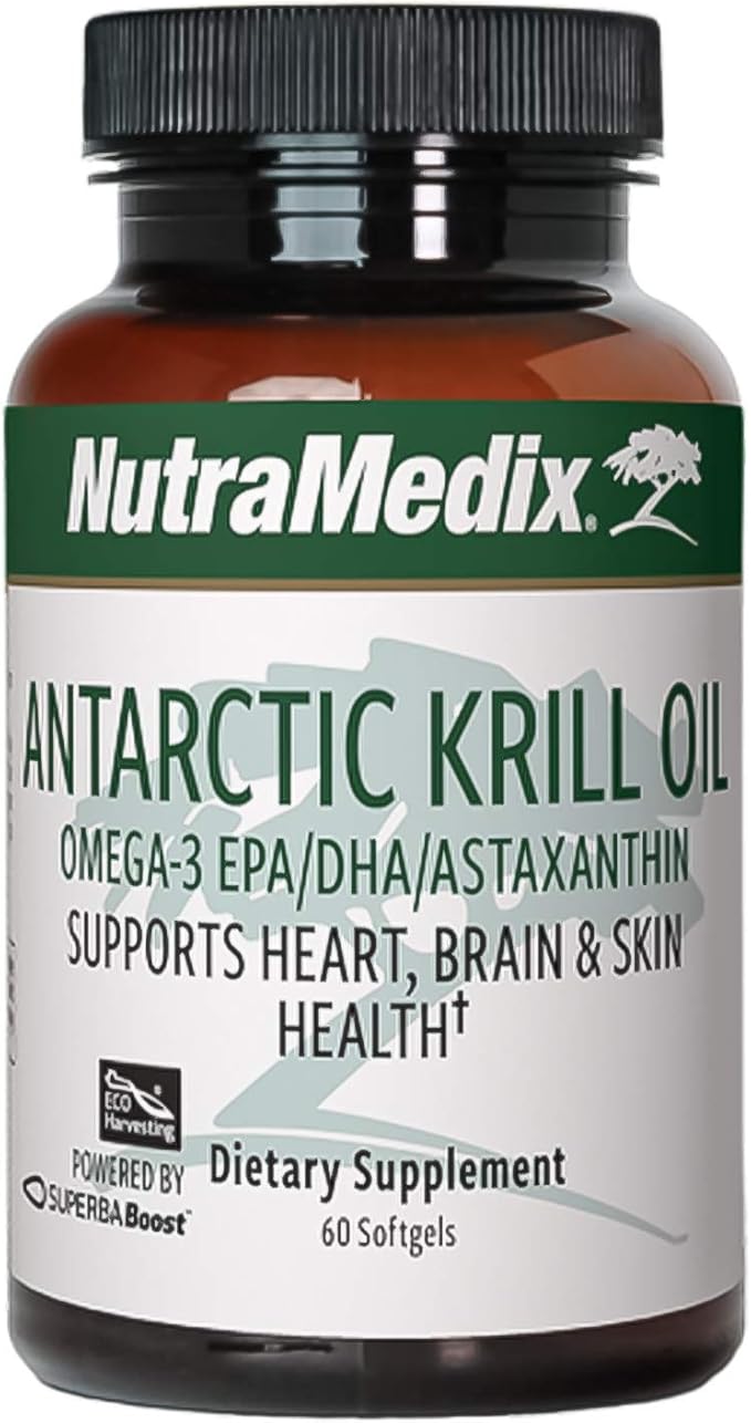NutraMedix Antarctic Krill Oil 500mg - Fish Oil Supplement - Omega-3s (EPA & DHA) + Astaxanthin - Red Krill Oil Supplement for Joint, Immune, Heart, Liver & Brain Health Support (60 Softgels)
