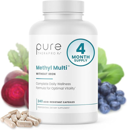 Methyl Multi Without Iron Methylated Multivitamin for Men & Women, 120-Day Supply | Methyl B12 & Methylfolate (5-MTHF) for MTHFR Support | Pharma Grade Multivitamin & Multimineral For Health, 240 Caps