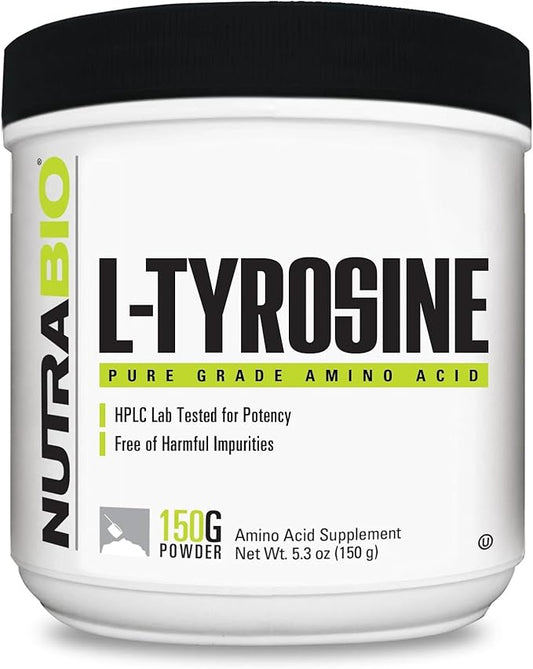 NutraBio L-Tyrosine Supplement, 150g – Help Support Athletic Performance and Wellness